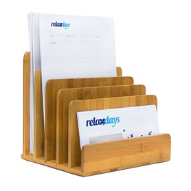 Relaxdays 10019131 Porte-lettres porte-courriers en bambou Casier porte-documents/organiseur de bureau en bois range-documents t