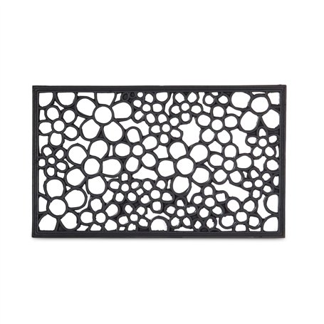 Relaxdays 10020195 Paillasson tapis de sol antidérapant en caoutchouc motifs fleurs résistant porte entrée garage couloir extéri