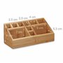 Relaxdays 10020248 Organiseur de bureau bambou 10 compartiments distributeur fournitures bureau HxlxP: 10 x 23 x 10 cm, nature