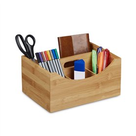 Relaxdays Organiseur de bureau en bambou