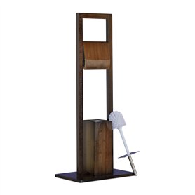 Relaxdays 10020930 Ensemble Toilettes Porte Brosse WC Sur Pied Distributeur de Papier SDB Bambou 82x36x21cm