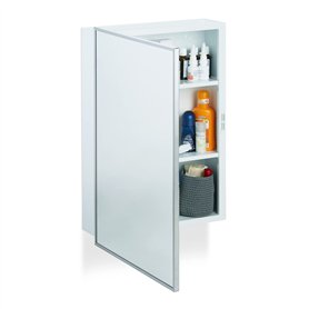 Relaxdays Armoire de Toilette Salle de Bain Placard Meuble Mural 1 Porte Acier 3 Tablettes