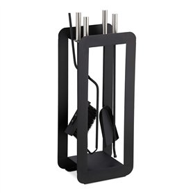 Relaxdays Ensemble serviteur de cheminée 5 pièces acier accessoire pelle balai support tisonnier