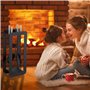 Relaxdays Ensemble serviteur de cheminée 5 pièces acier accessoire pelle balai support tisonnier, noir