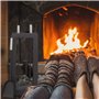 Relaxdays Ensemble serviteur de cheminée 5 pièces acier accessoire pelle balai support tisonnier, noir