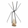 Relaxdays Ensemble serviteur de cheminée 5 pièces acier accessoire pelle balai support tisonnier, noir