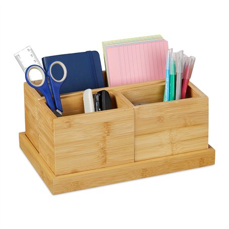 Relaxdays Organiseur de Bureau en Bambou