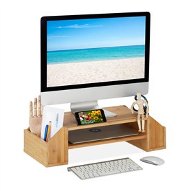 Relaxdays Support d'écran en Bambou