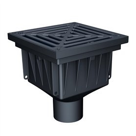 Siphon de Sol extérieur/Avaloir de Cour en Plastique recyclé MEAPARK avec Grille Fonte B125 pour Le Drainage ponctuel des eaux d