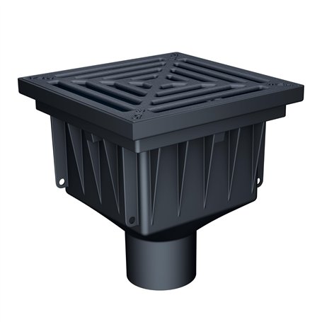 Siphon de Sol extérieur/Avaloir de Cour en Plastique recyclé MEAPARK avec Grille Fonte B125 pour Le Drainage ponctuel des eaux d
