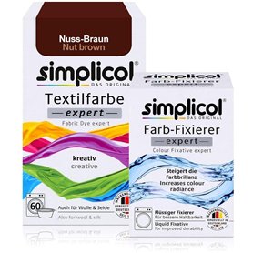 simplicol : Kit Complet Teinture Expert + fixateur : Votre Teinture Express (Paquet 300g + Flacon 90ml) - Marron