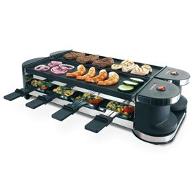 Korona 45072 Barbecue électrique de table pliable/Raclette pour 8 personnes | Raclette 2 en 1 avec 8 poêles et spatules | Avec p