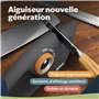 kjøk Premium Aiguiseur de couteaux et de ciseaux manuel avec bouton rotatif - affûteur avec boîtier en ABS noir mat, 5 niveaux, 