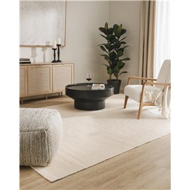 benuta Rocco Tapis en Laine à Poils Courts Blanc 140 x 200 cm - Tissu Plat pour Salon
