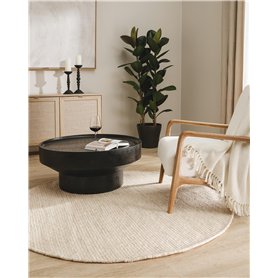 benuta Pure Rocco Tapis en laine - Crème - 250 cm - Rond - Laine - Facile d'entretien - Pour salon