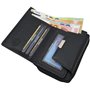 Portefeuille en cuir de vachette pour femme - Avec de nombreux compartiments - Avec protection RFID et NFC - Noir, Noir , Taille