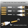 welsberg Marqueurs Craie Blanc, Lot De 5 Stylos Craie Liquide Mine 5mm Avec 16 Étiquettes Et 5 Extra Pointes Réversible, Feutre 