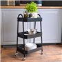 shelfr Chariot Rangement en Métal - 42x30x77 Desserte à Roulettes - Étagère 3 Niveaux Table Roulante - Étagère de Cuisine Mobile