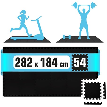 eyepower Lot de 54 Tapis de Protection de Sol Fitness - 30 x 30 cm - en EVA - pour Le Sport