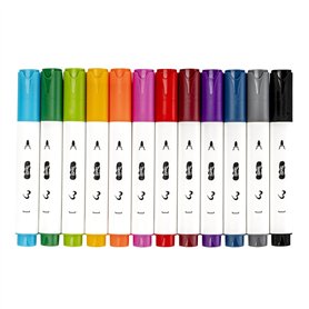 Ideen mit Herz Lot de 12 marqueurs pour textile - Marqueurs pour tissu - Lavables en machine - Pointe fine et fine - À base d'ea