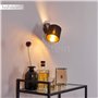 hofstein Applique Alsen, lampe murale en métal/tissu noir/or, 1 flamme, 1 douille E14, spot mural orientable avec abat-jour en t