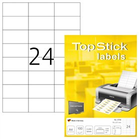 TopStick - Pochette de 2400 étiquettes d'adressage autocollantes (70 x 37 mm) Personnalisables et imprimables