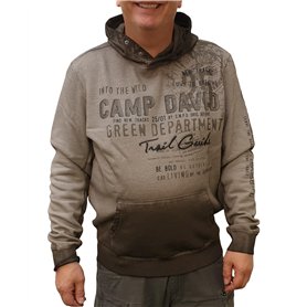 CAMP DAVID Sweat à capuche pour homme avec logo imprimé au look usé