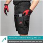 ACE Constructor Plus Short de Travail pour Hommes - Bermuda de Travail avec Poches Cargo & Ceinture Stretch pour l'été - Noir - 