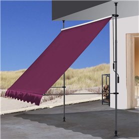Quick Star Store de Balcon à Pince - 300 x 130 cm - Bordeaux - Protection Solaire - Toit de terrasse - Hauteur réglable de 200 à