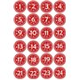 Jintora - autocollants pour Advent 1 à 24 - style vintage rouge - Étiquettes - Stickers - Calendrier de l'Avent - rond - coupe B