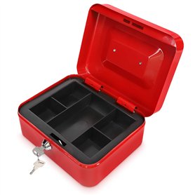 Navaris Caisse à monnaie - Monnayeur 20 x 15 x 9 cm en acier pour pièces billets - Caisse avec plateau amovible 5 compartiments