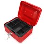Navaris Caisse à monnaie - Monnayeur 20 x 15 x 9 cm en acier pour pièces billets - Caisse avec plateau amovible 5 compartiments