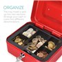 Navaris Caisse à monnaie - Monnayeur 20 x 15 x 9 cm en acier pour pièces billets - Caisse avec plateau amovible 5 compartiments 