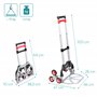Navaris Diable - Chariot pliable en aluminium charge max. 75 kg avec 3 roues et corde élastique 1 m - Chariot de manutention tra