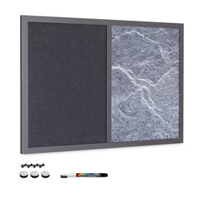 Navaris Tableau affichage mixte 60 x 40 cm - Tableau noir magnétique et tableau textile avec aimants punaises marker kit de fixa