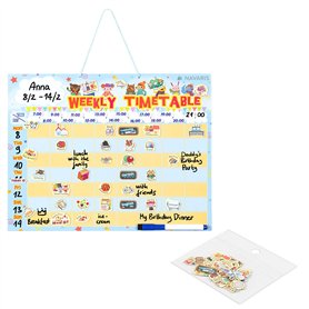 Navaris Tableau Magnétique Organiseur - Semainier 40x32cm pour Planning Repas Activités avec Marqueur Suspension Mural et 98x Ai