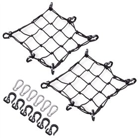 Navaris Lot 2 Filets Moto – 2X Filet araignée avec 12 Crochets en Plastiques et 6 mousquetons – 39