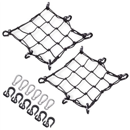 Navaris Lot 2 Filets Moto – 2X Filet araignée avec 12 Crochets en Plastiques et 6 mousquetons – 39