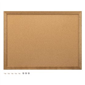 Navaris Tableau d'affichage liège magnétique - Tableau mémo mural 60 x 45 cm avec cadre en bois - Déco bureau avec punaises aima