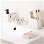 Navaris Distributeur savon liquide - Dispenseur effet marbre avec porte brosse à dent et soucoupe pour savon - Accessoire rechar