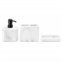 Navaris Distributeur savon liquide - Dispenseur effet marbre avec porte brosse à dent et soucoupe pour savon - Accessoire rechar