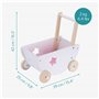 Navaris Poussette pour poupées - Trotteur avec 4 Roues 39 x 25 x 42 cm pour Enfants de Plus de 18 Mois - Rangement en Bois pour 