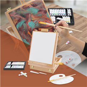 ECD Germany Kit de Peinture 34 pcs avec Acrylique avec Chevalet