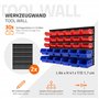 ECD Germany Etagère à Outils Murale avec 30 Boîtes de Rangement Empilables Bleu-Rouge, 18 Petits/12 Grands Bacs avec Compartimen