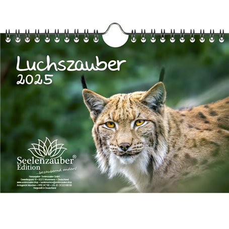 Luchszauber Calendrier DIN A5 pour lynx 2025 – Coffret cadeau Contenu : 1 calendrier