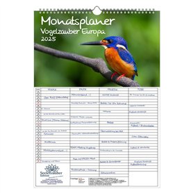 Soul Magic Bird Magic Europe Agenda mural Agenda familial 4 colonnes DIN A3 Calendrier pour 2025 Oiseau – Soul Magic