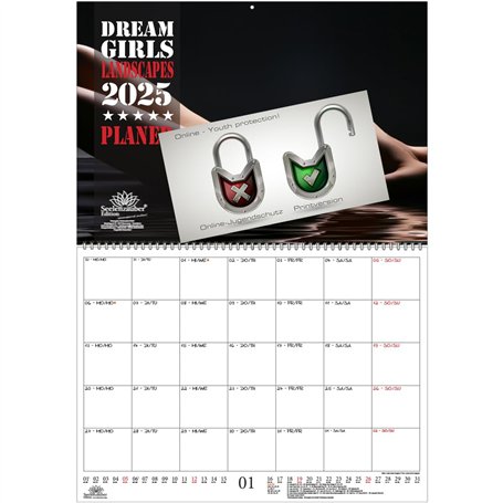 Calendrier érotique 2025 Dreamgirls Landscapes - Format A2 - Contenu : 1 calendrier