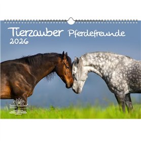 Tierzauber Calendrier Amis des chevaux DIN A3 pour chevaux et poulains 2026 – Contenu : 1 calendrier