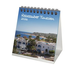 Reisezauber Calendrier de table Tunisie 10 cm x 10 cm pour 2026 Paysage Voyage Animaux Vacances Seelenzauber