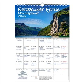 Reisezauber Calendrier Fjorde format A3 pour 2026 Rivière – Contenu : 1 calendrier